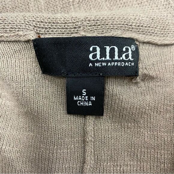 ANA open front 3/4 sleeve asymmetrical cut cardigan tan sz Small women - Picture 7 of 9